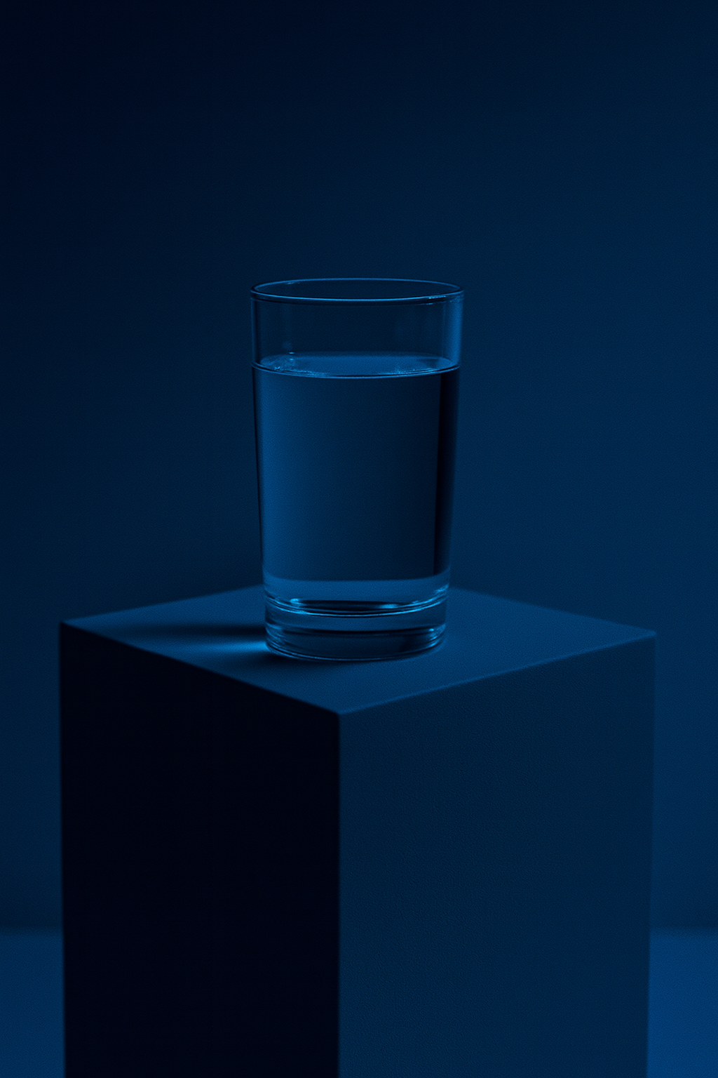 glass vann på pjedestal